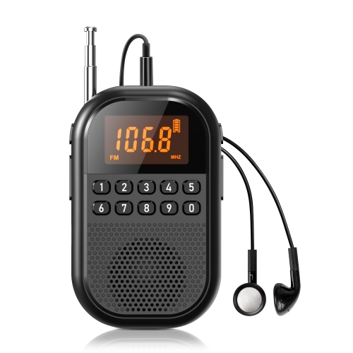 Radio AM/FM portative avec écran LCD, lecteur de musique Bluetooth, prise en charge de cartes TF, idéale pour les voyages et le bureau