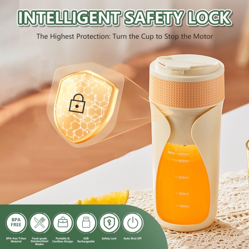 Centrifugeuse USB portative, machine à boissons frappées personnelle rechargeable avec 6 lames pour la maison, le bureau et les voyages