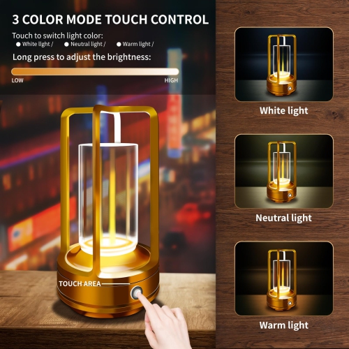 Rechargeable Outdoor Table Lamp, Portable Bedside Light for Patio, Camping, Coffee Table, and Indoor Use