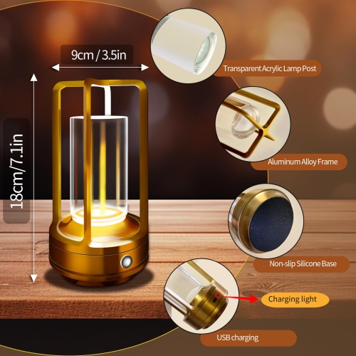 Rechargeable Outdoor Table Lamp, Portable Bedside Light for Patio, Camping, Coffee Table, and Indoor Use