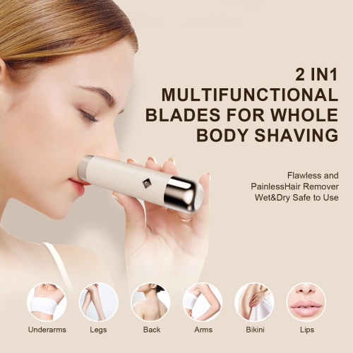 2-in-1 Bikini Shaver, Women's Electric Double-Head Trimmer, Portable Mini Hair Removal Device for Travel and Home