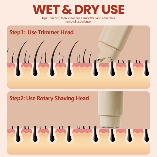 2-in-1 Bikini Shaver, Women's Electric Double-Head Trimmer, Portable Mini Hair Removal Device for Travel and Home