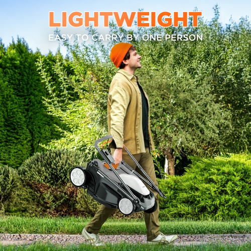 Litheli 16 Inch Lawn Mower 2x20V Electric Coreless Lawn Mower Lightweight Push Mower with 6-Position Height Adjustment, 2 x 4.0Ah Battery Include