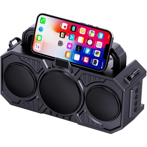 Outdoor Wireless Bluetooth Speaker, Dual Solar with Flashlight Card Player Audio, Support TF Card USB Player Audio FM Radio