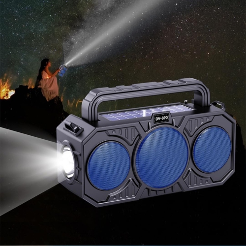 Outdoor Wireless Bluetooth Speaker, Dual Solar with Flashlight Card Player Audio, Support TF Card USB Player Audio FM Radio