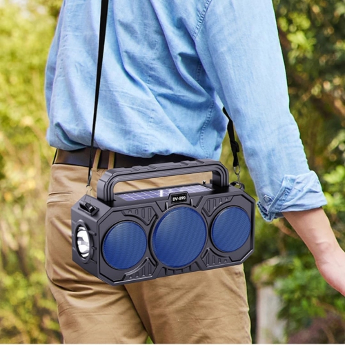 Outdoor Wireless Bluetooth Speaker, Dual Solar with Flashlight Card Player Audio, Support TF Card USB Player Audio FM Radio