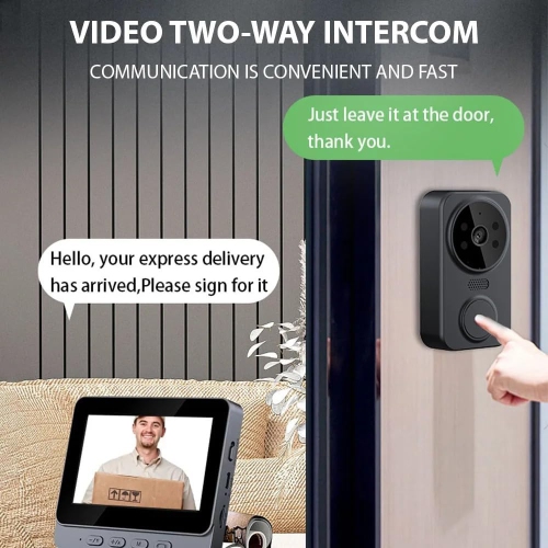 Sonnette d'interphone vidéo M12, dingdong vocal de surveillance vidéo HD intelligente pour la maison, écran de surveillance sonnette avec audio