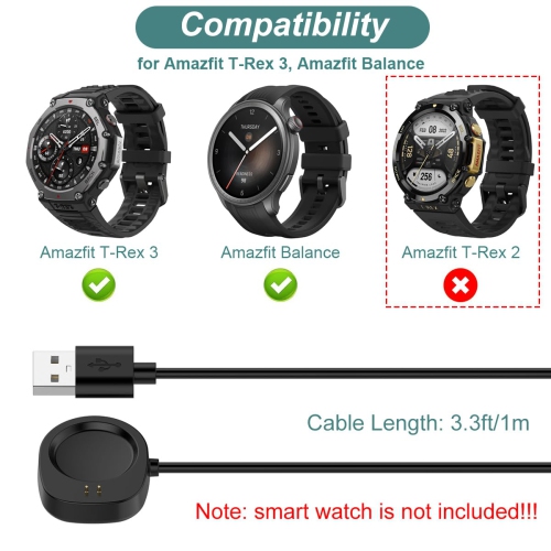 Compatible with Huami Balance charging cable, charger for Amazfit T-Rex 3/Balance, magnetic charging base