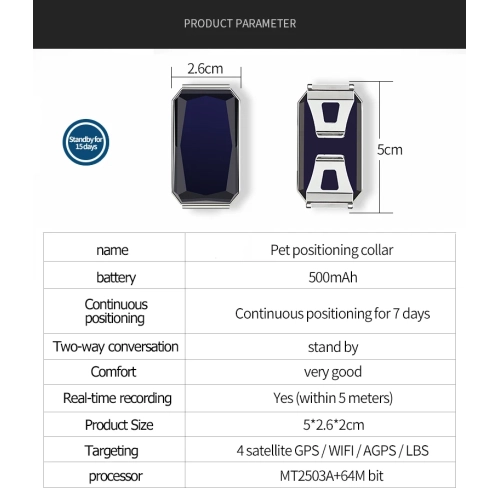 Pet Locator GPS Tracker Cat and Dog Anti-lost Tracking Collar Waterproof Beidou Hound Monitor Removable Anti-lost Collar GPS Tracker, Fully