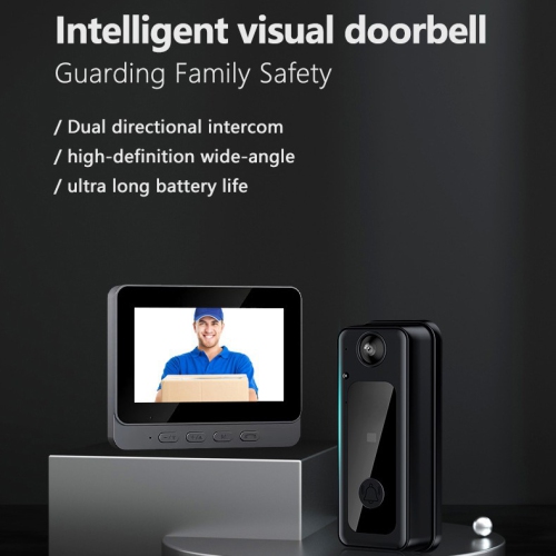 Smart video doorbell, M13 home wireless intercom with screen, smart HD video surveillance, WiFi video doorbell with HD display/night vision/170°