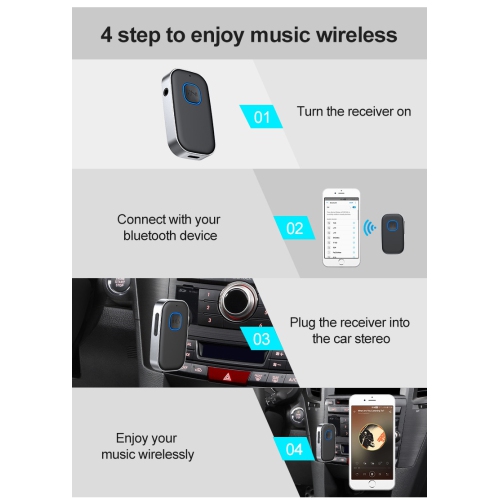 Nouveau récepteur Bluetooth sans fil Récepteur auxiliaire Récepteur Bluetooth pour l'auto Récepteur Bluetooth, Chaîne stéréo maison/Écouteurs avec