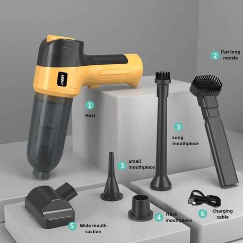 Wireless Charging Vacuum Cleaner Portable Handheld Household Car Use Strong Suction High Power Vacuum Cleaner Small Mini Cordless, Orange Vacuum