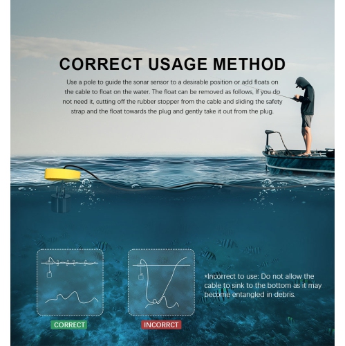 Détecteur de sonar câblé échosondeur pour la pêche, échosondeur portatif, écran LCD pour la pêche - 200 kHz