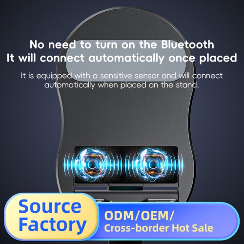 New induction mobile phone holder power bank, Bluetooth speaker desktop live audio, portable Bluetooth speaker foldable - black