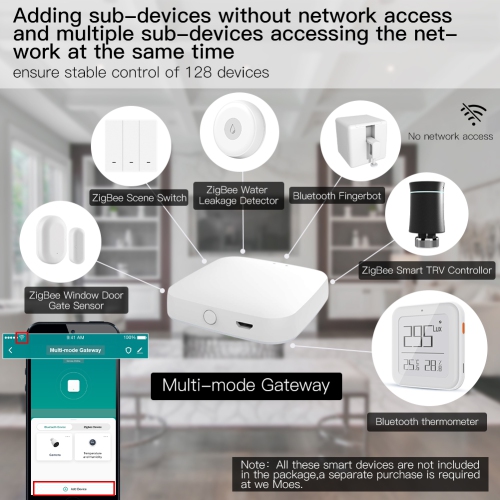 Tuya smart home wireless gateway, square app remote control timing wired smart home host, remote control smart life - wireless bluetooth zigbee
