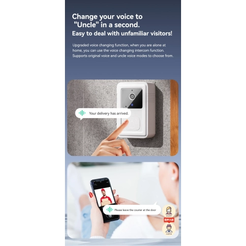 Low power consumption tuya video doorbell, WiFi wireless high-definition smart home intercom bell, infrared night vision doorbell with home camera -