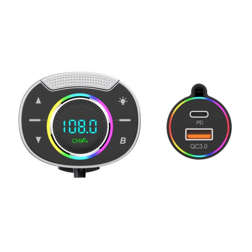 Nouvelle mise à niveau Lecteur MP3 voiture Bluetooth T86 3 ports PD et QC FM/MP3 PD QC3.0 Recharge rapide Lecteur voiture Émetteur FM Lumière