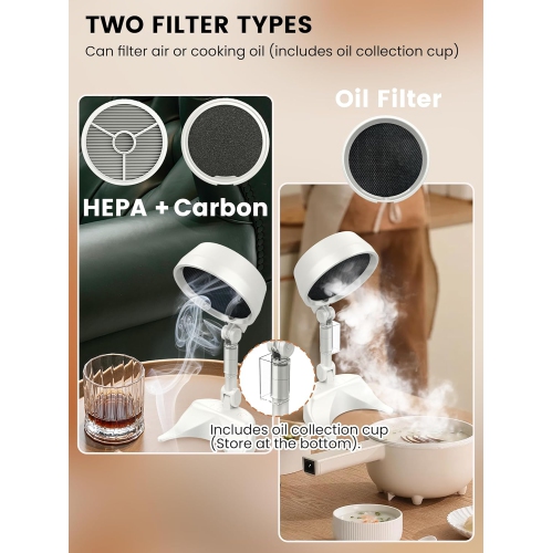 Purificateur d'air et ventilateur pour l'intérieur, Filtre éliminateur d'odeurs portatif rechargeable, Ventilateur pliable pour le bureau