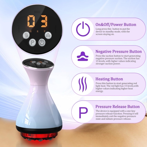 Smart Cupping Therapy, Appareil de massage électrique Cupping Therapy avec lumière rouge, Appareil de massage électrique multifonction pour soulager