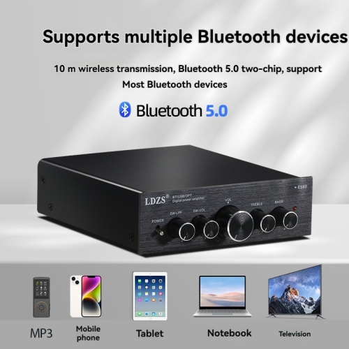 Petit amplificateur numérique Amplificateur de bureau haute puissance Bluetooth 5,0 Système audio haute fidélité à double usage pour la maison et