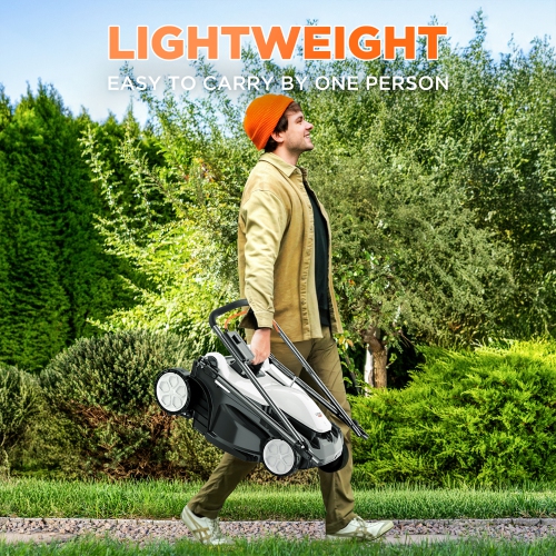 Litheli 20V Cordless Lawn Mower 16" Electric Lawn Mower for Garden Yards, Lightweight Brushless Lawnmower with 6-Position Height Adjustment, 2 x