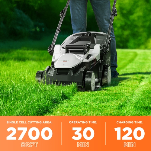 Litheli 20V Cordless Lawn Mower 16" Electric Lawn Mower for Garden Yards, Lightweight Brushless Lawnmower with 6-Position Height Adjustment, 2 x