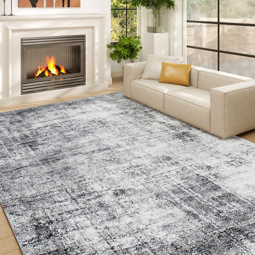 HOMCOM Area Rug for Living Room 5x7, Modern Abstract Machine Washable Rug, Non-Slip Carpet for Bedroom, Dining Room, Office, Grey