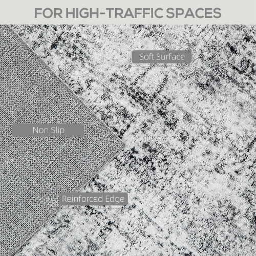 HOMCOM Area Rug for Living Room 5x7, Modern Abstract Machine Washable Rug, Non-Slip Carpet for Bedroom, Dining Room, Office, Grey