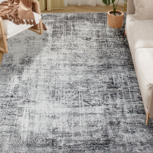 HOMCOM  Area Rug for Living Room 6X9, Modern Abstract Machine Washable Rug, Non-Slip Carpet for Bedroom, Dining Room, Office In Grey