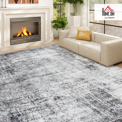 HOMCOM Area Rug for Living Room 6x9, Modern Abstract Machine Washable Rug, Non-Slip Carpet for Bedroom, Dining Room, Office, Grey