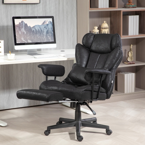 HOMCOM – Chaise de bureau Big and Tall avec dossier haut et soutien lombaire, fauteuil de direction pivotant robuste 400 lb avec accoudoirs