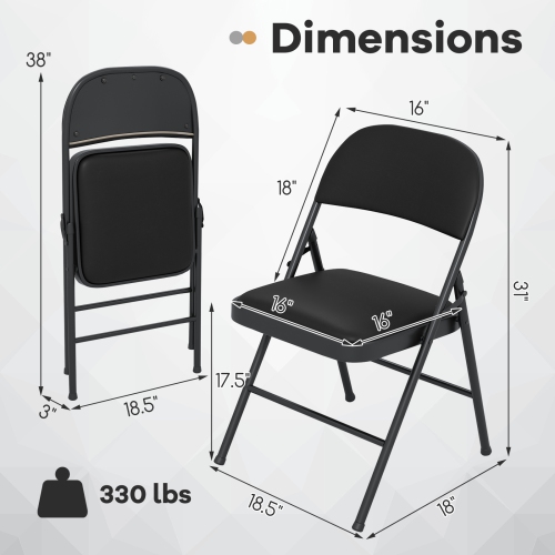 Gymax 2PCS Folding Chairs w/ Metal Frame PVC Leather Stackable Chairs for Indoor