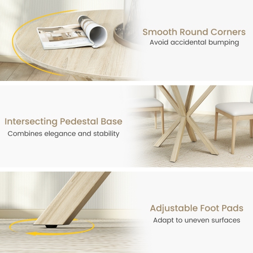 Gymax 36'' Round Farmhouse Dining Table for 4 w/Stable Intersecting Pedestal Base Gray