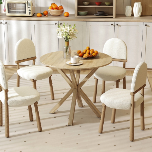 Gymax 36'' Round Farmhouse Dining Table for 4 w/Stable Intersecting Pedestal Base Gray