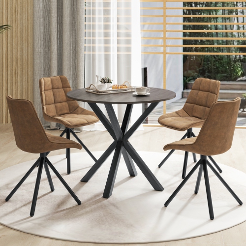 Gymax 36'' Round Farmhouse Dining Table for 4 w/Stable Intersecting Pedestal Base Black