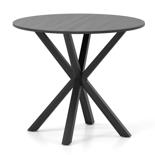 Gymax 36'' Round Farmhouse Dining Table for 4 w/Stable Intersecting Pedestal Base Black