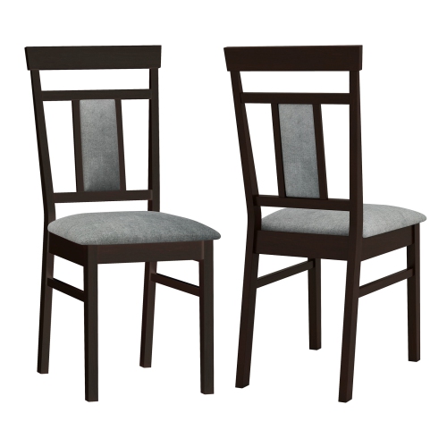 GYMAX  Modern Home Dining Chair Set Of 2 W/upholstered Seat & Backrest Rubber Wood Legs
