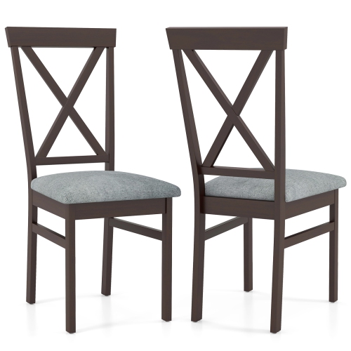GYMAX  Modern Dining Chairs Set Of 2 W/ Rubber Wood Frame Hollowed Backrest for Kitchen