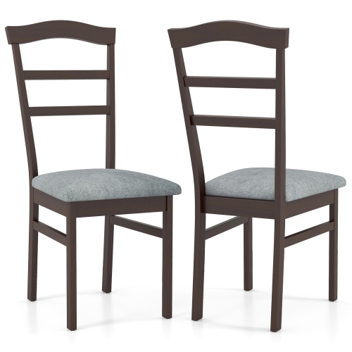 GYMAX  Modern Dining Chairs Set Of 2 W/ Rubber Wood Frame Hollowed Backrest for Kitchen