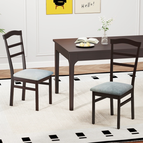 Gymax Modern Dining Chairs Set of 2 w/ Rubber Wood Frame Hollowed Backrest for Kitchen