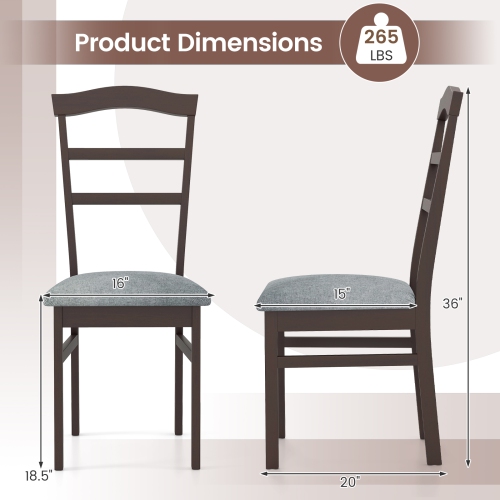 Gymax Modern Dining Chairs Set of 2 w/ Rubber Wood Frame Hollowed Backrest for Kitchen