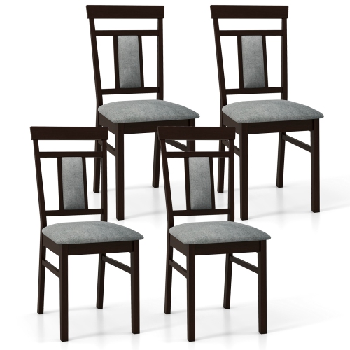 GYMAX  Modern Home Dining Chair Set Of 4 W/upholstered Seat & Backrest Rubber Wood Legs