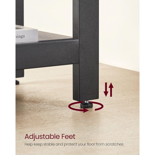 Bureau d'angle en L VASAGLE – Bureau pour les jeux et les postes de travail avec 2 tablettes de rangement pour le bureau à domicile, le grège et