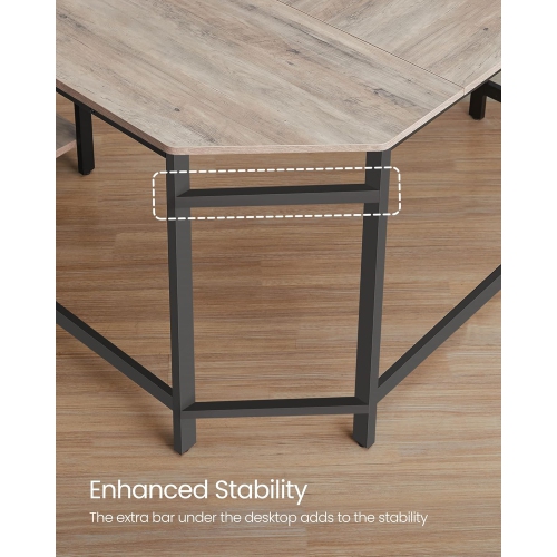 Bureau d'angle en L VASAGLE – Bureau pour les jeux et les postes de travail avec 2 tablettes de rangement pour le bureau à domicile, le grège et