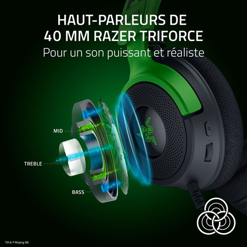 Casque de jeu Kraken V4 X de Razer - Minecraft
