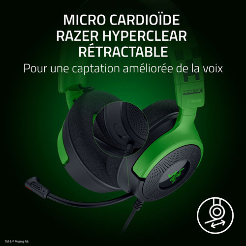 Casque de jeu Kraken V4 X de Razer - Minecraft