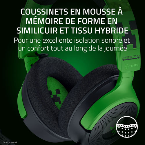 Casque de jeu Kraken V4 X de Razer - Minecraft