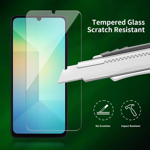 Verre trempé pour Galaxy A06 de Samsung Protecteur d'écran HD 9H antirayure, sans bulles, protecteur d'écran tactile précis [paquet de 2]