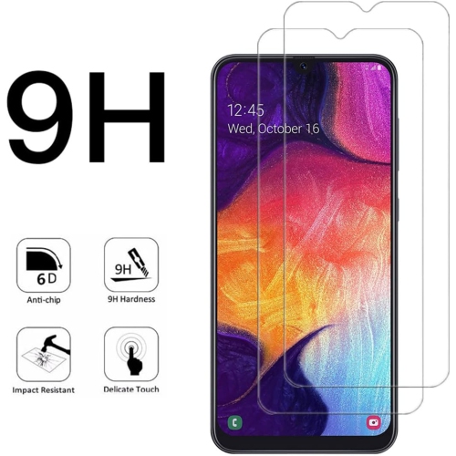 Verre trempé pour Galaxy A50 de Samsung Protecteur d'écran HD 9H antirayure, sans bulles, protecteur d'écran tactile précis [paquet de 2]