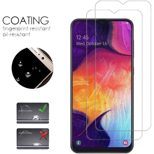 Verre trempé pour Galaxy A50 de Samsung Protecteur d'écran HD 9H antirayure, sans bulles, protecteur d'écran tactile précis [paquet de 2]